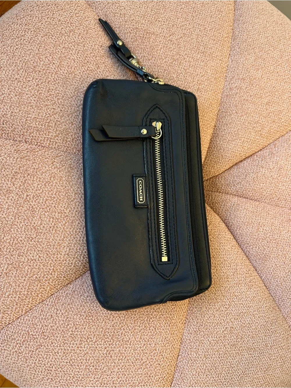 Coach Navy Leather Double-Zip wallet